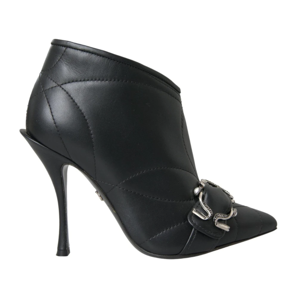 Dolce & Gabbana Women's Black Heeled Boots, 3 Uk, Quilted Leather Stiletto Boots