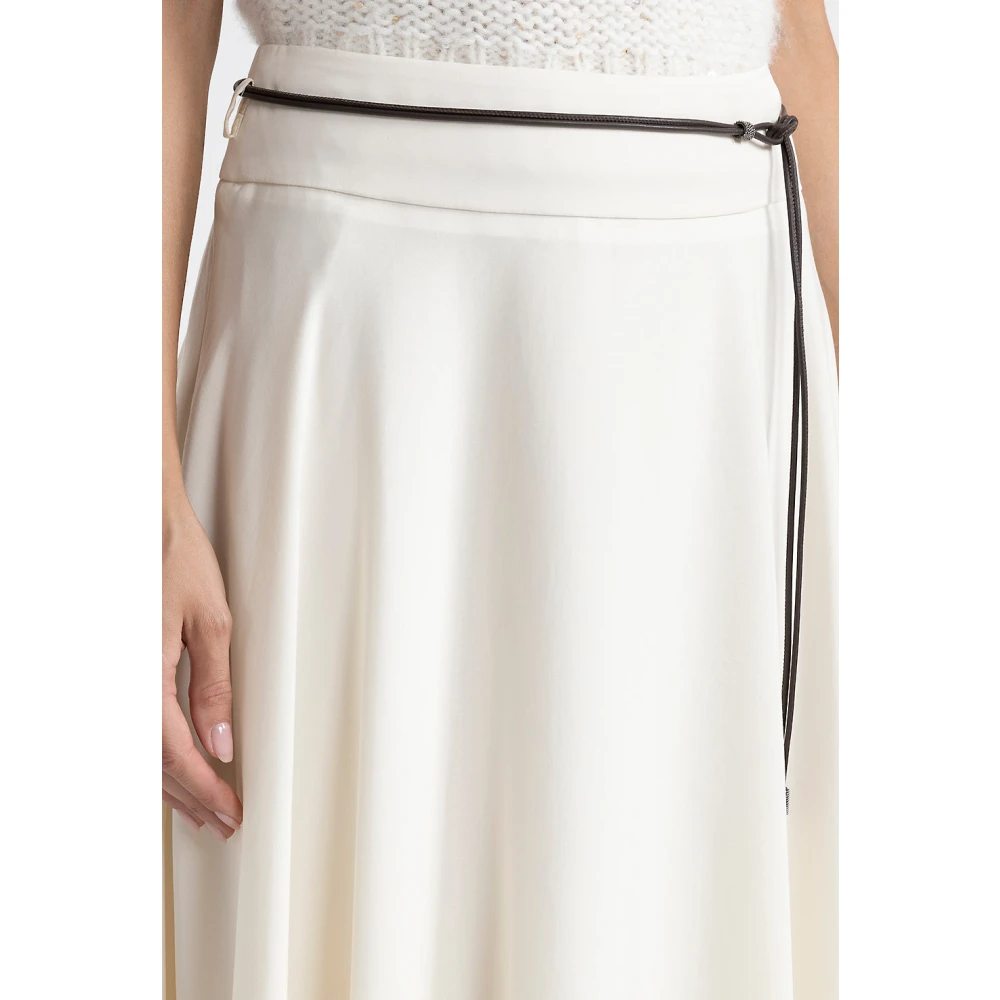 PESERICO Zachte viscose blend rok met riem Beige Dames