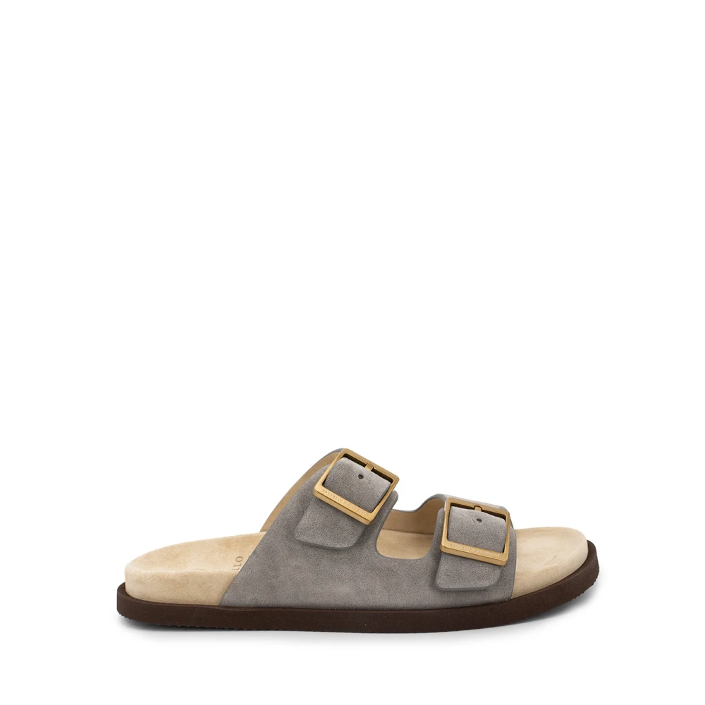 Brunello Cucinelli Men's Gray Suede Sandal
