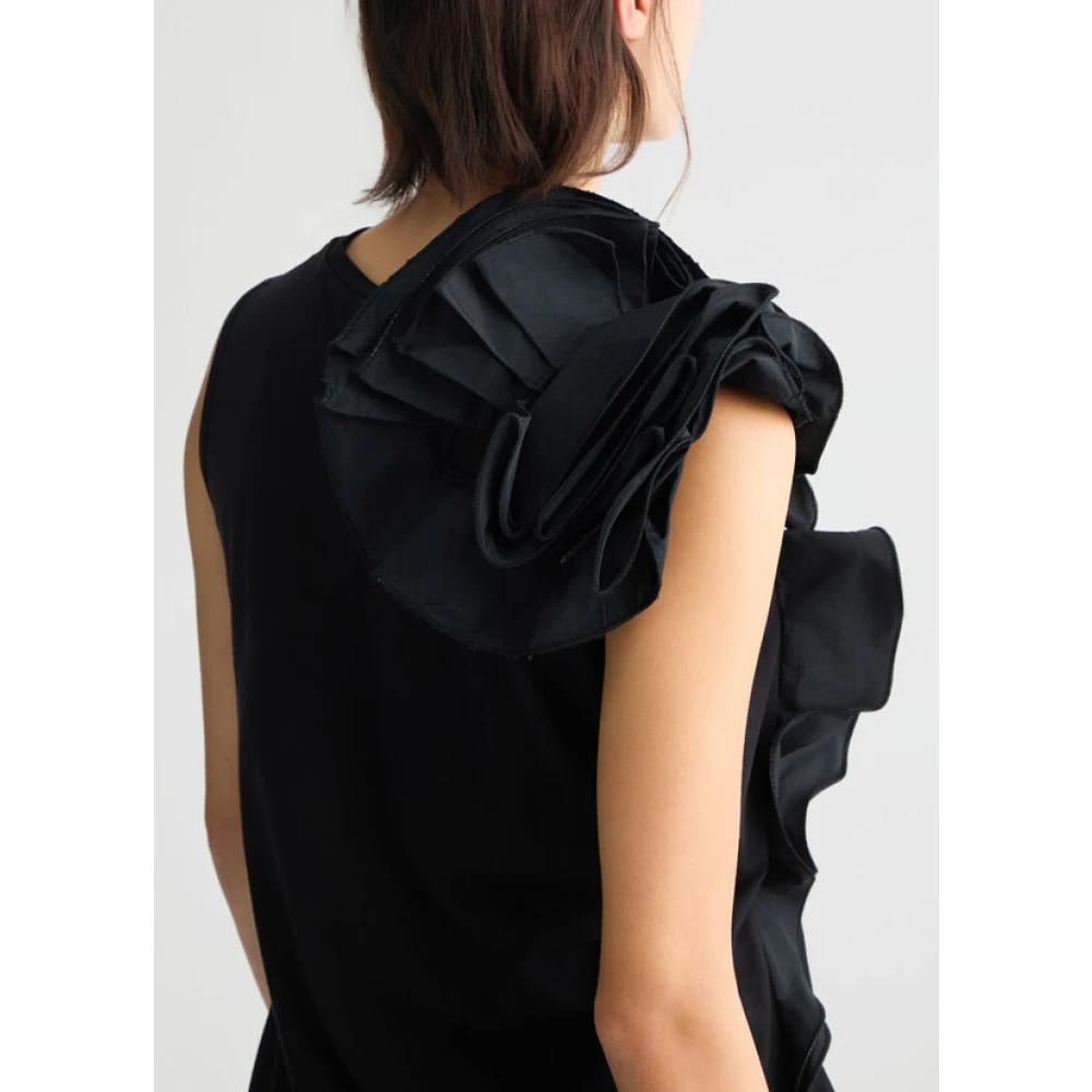 Liu Jo Glamoureuze Zwarte Gedrapeerde Top Black Dames