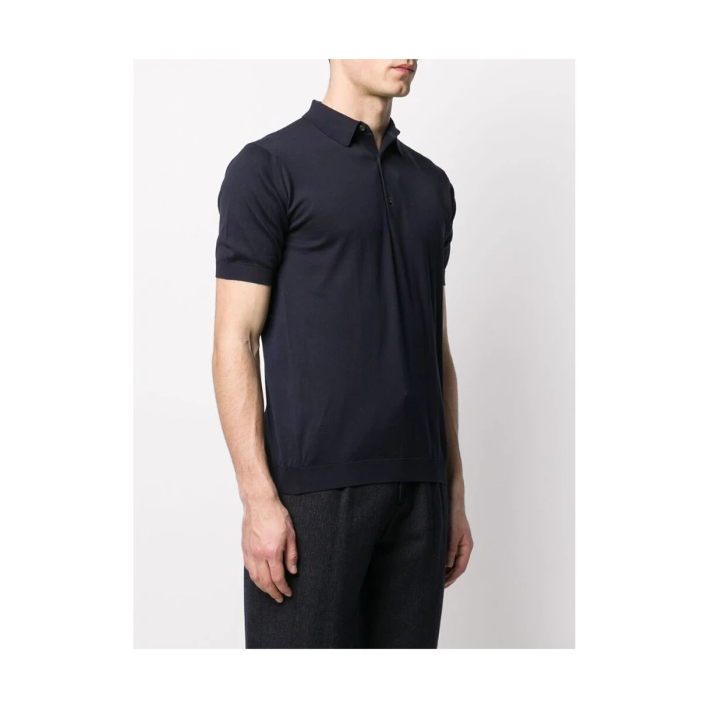 John Smedley Navy Blauw Katoenen Klassieke Overhemd Blue Heren
