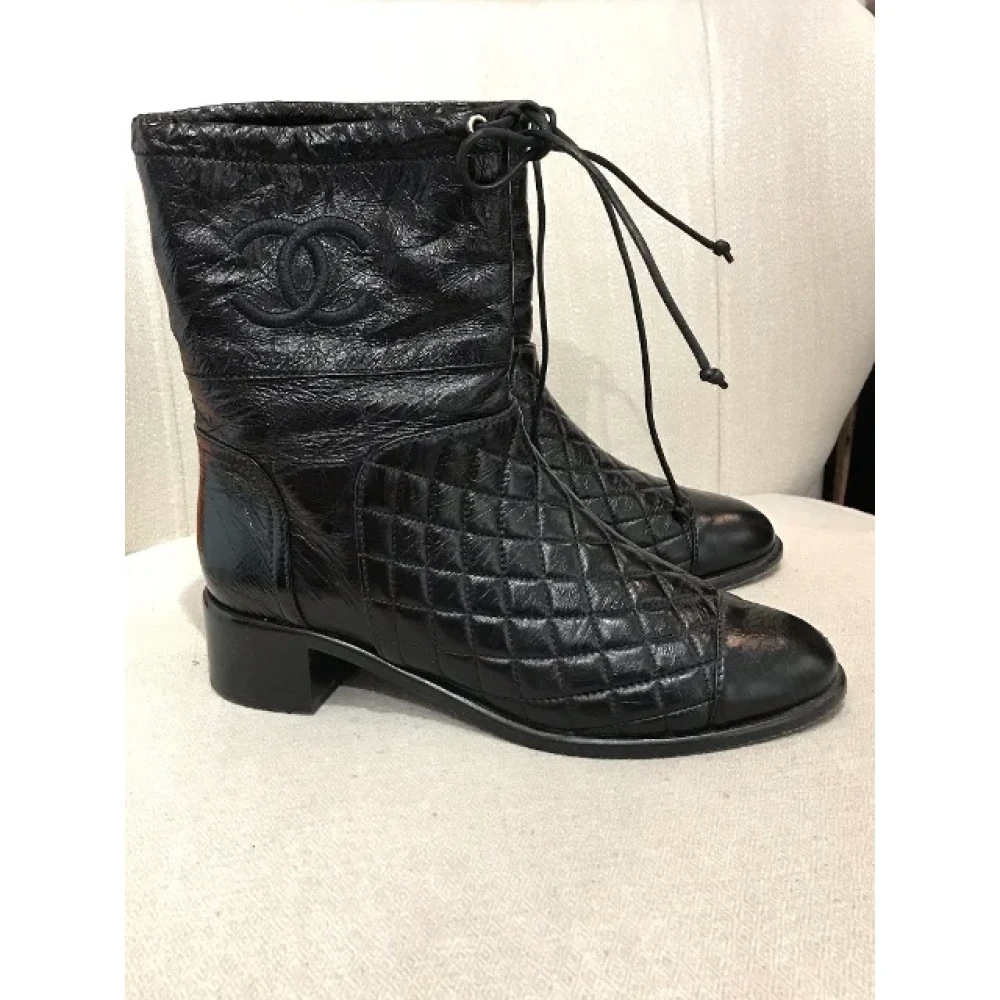Chanel Vintage Pre-owned Leather boots Black Dames 