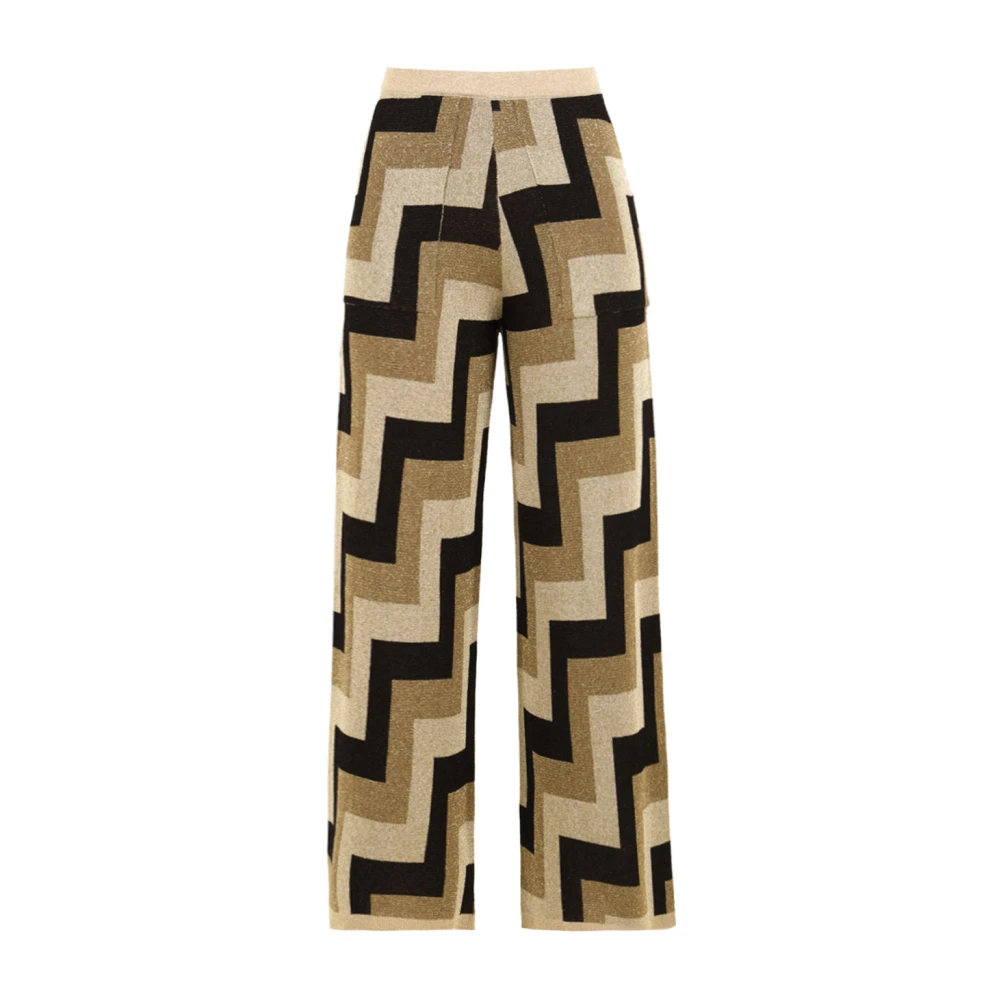 Akep Vrouw Multicolor Zig-Zag Jacquard Lurex Palazzo Broek