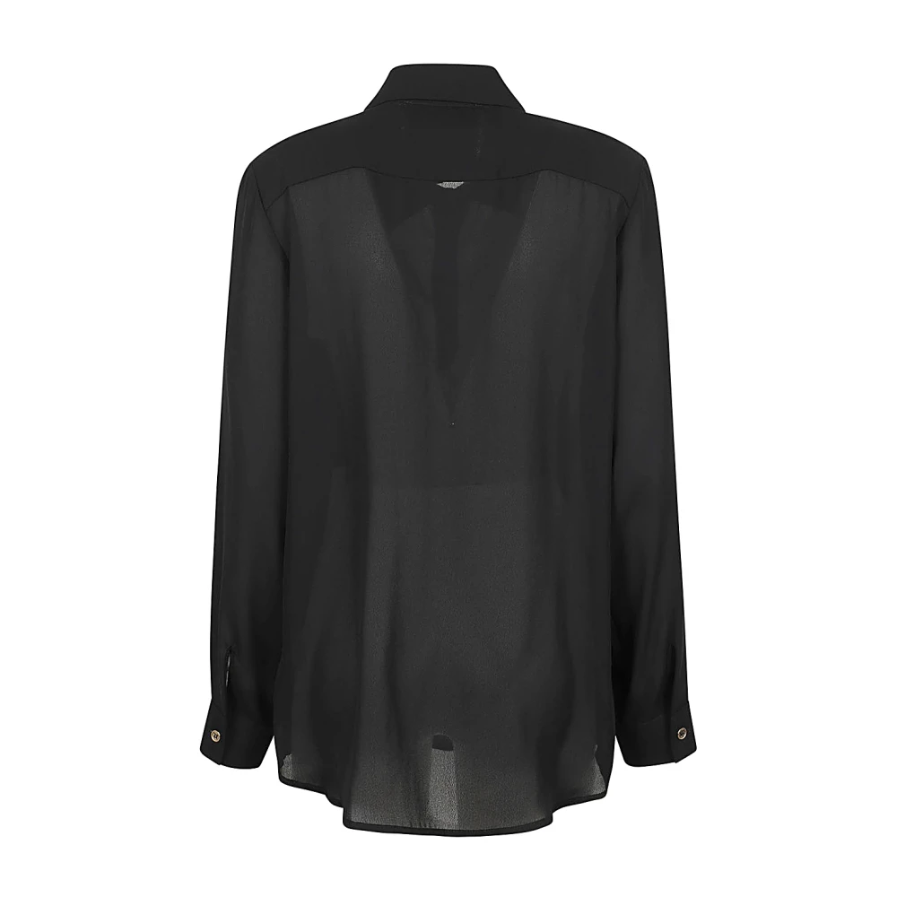 5Progress Zwarte shirt met paillettenzak en rozen Black Dames