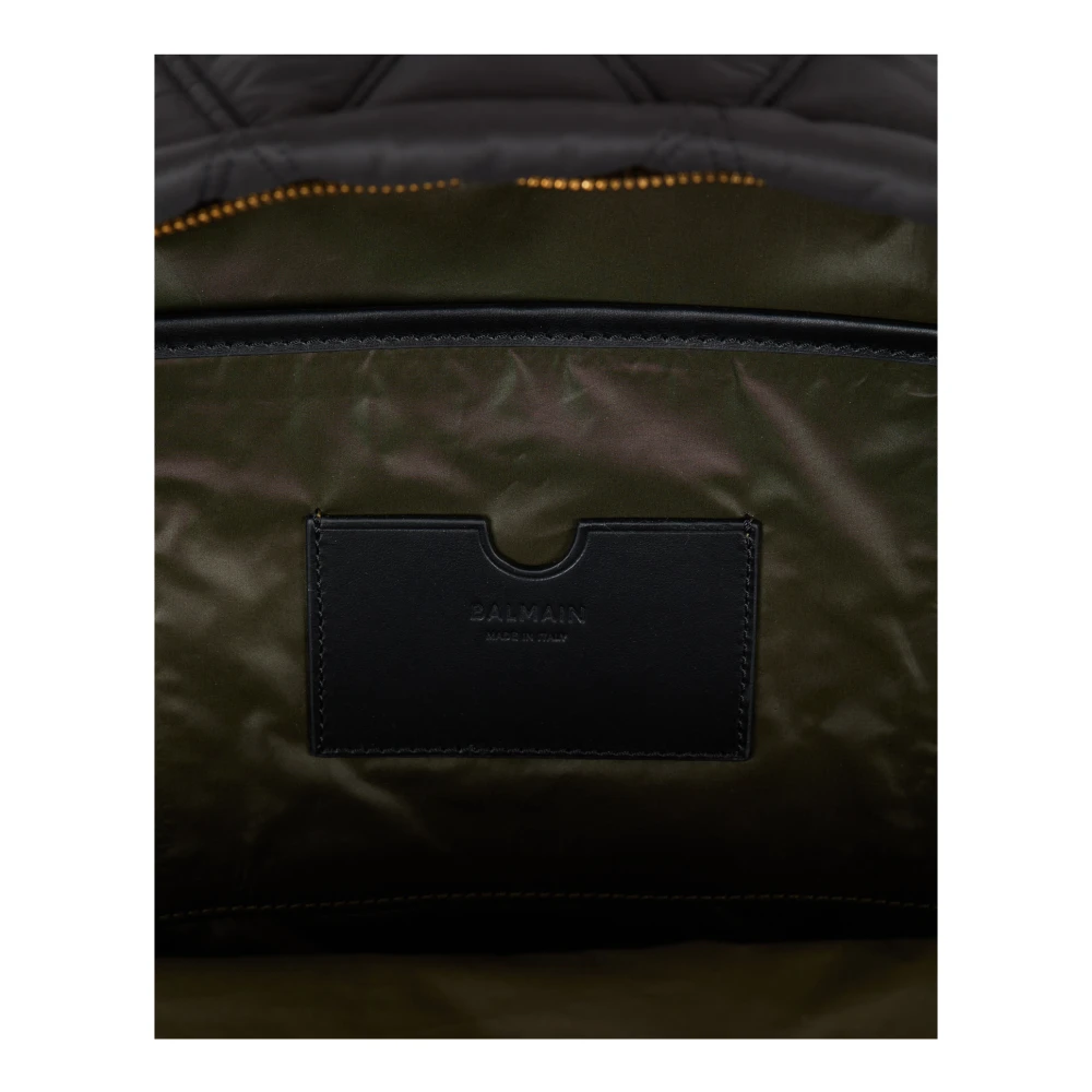 Balmain Gewatteerde nylonrugzak met diamantmotief Black Heren