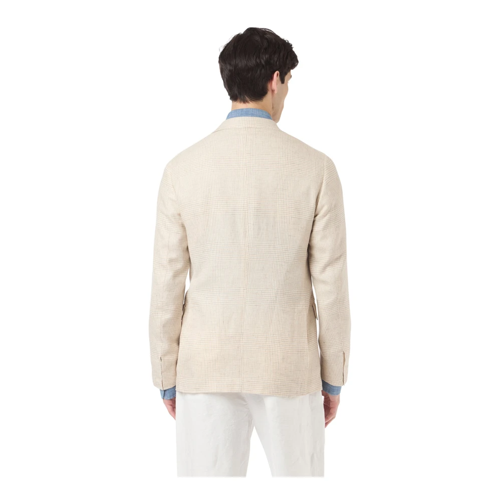 Eleventy Slim Fit Linnen Wol Zijde Jas Beige Heren