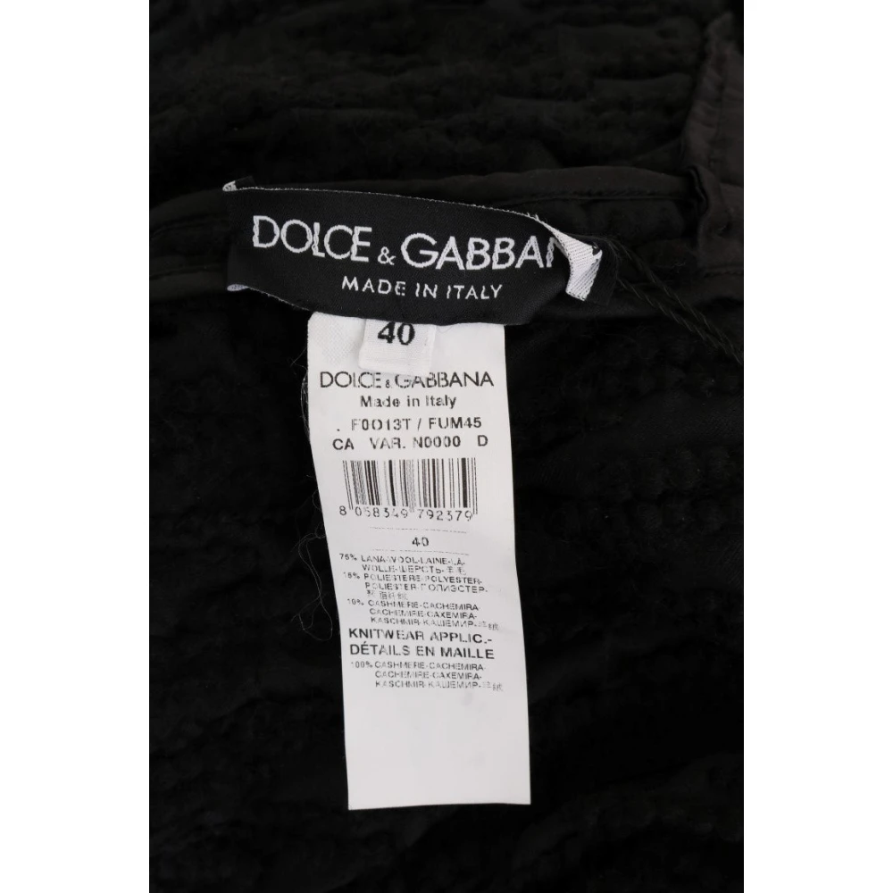 Dolce & Gabbana Luxe Zwarte Wol en Kasjmier Fringe Trui Black Dames