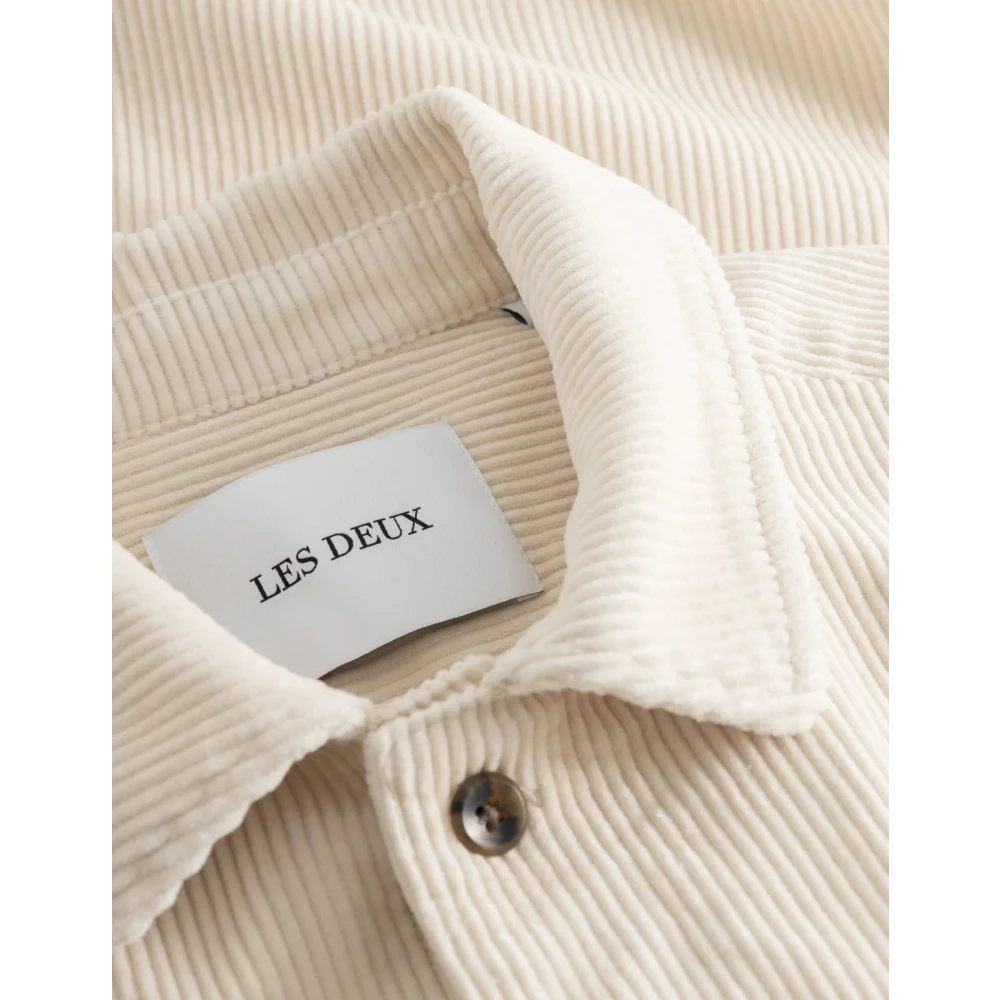 Les Deux Corduroy Overshirt Klassieke Kraag Borstzak Beige Heren