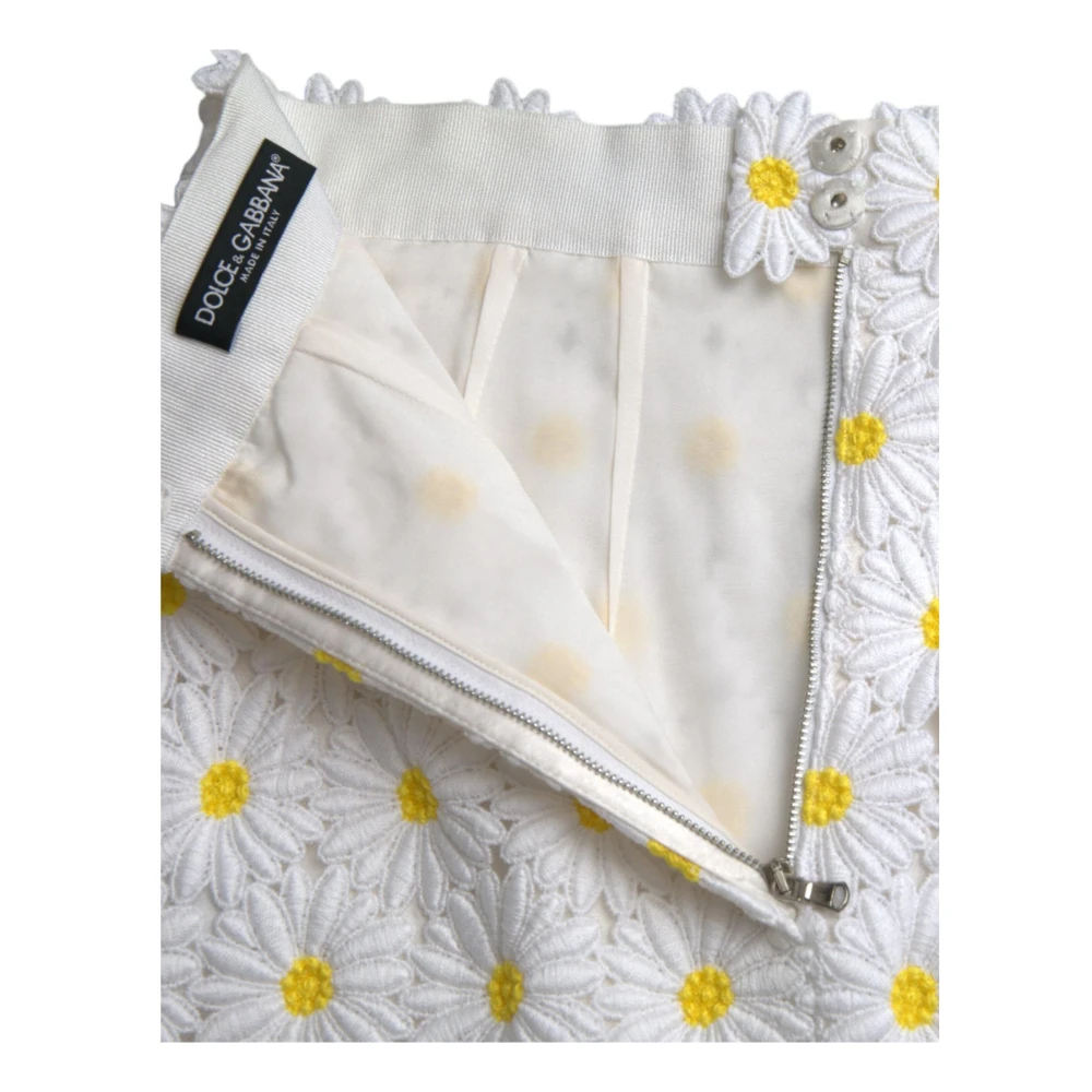 Dolce & Gabbana Bloemen A-lijn Mini Rok Wit White Dames
