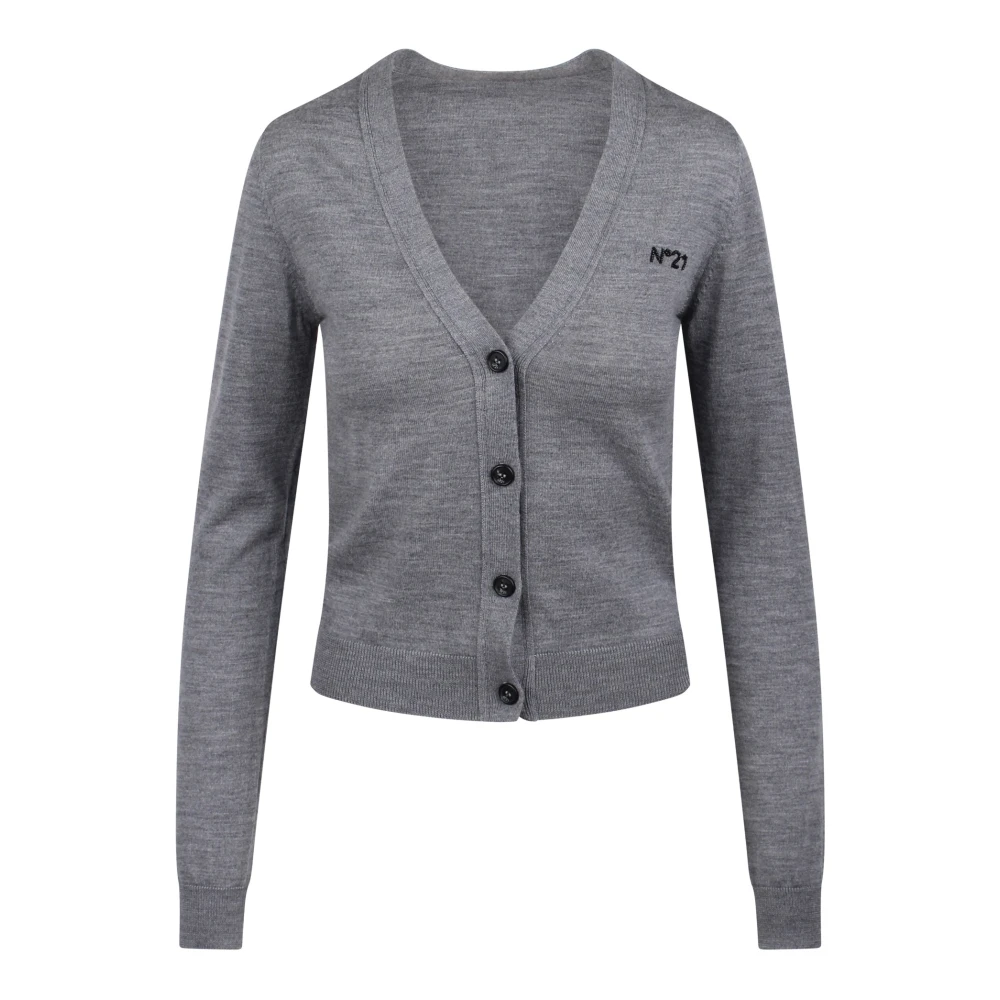 N21 Geborduurde wollen vest met V-hals Gray Dames