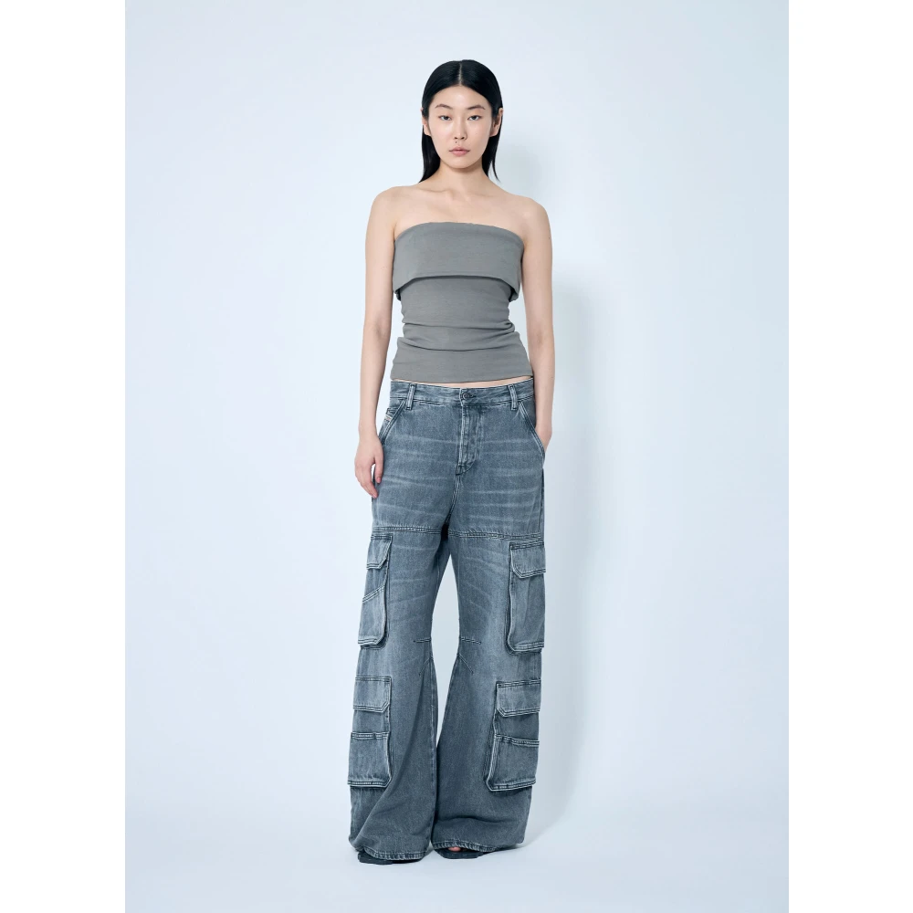 Entire Studios Stretch Bandeau Top met Rits Sluiting Gray Dames