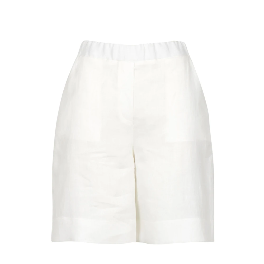 Gran Sasso Kvinno Vit Shorts Dam, S, Linne, Linen Bermuda Shorts