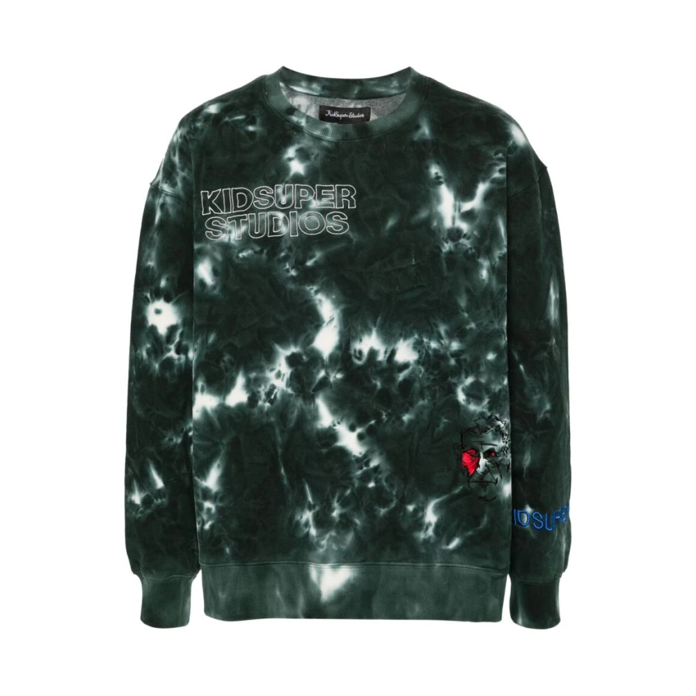 KidSuper Studios Grön Tie-Dye Tröja med Crew Neck Green, Herr