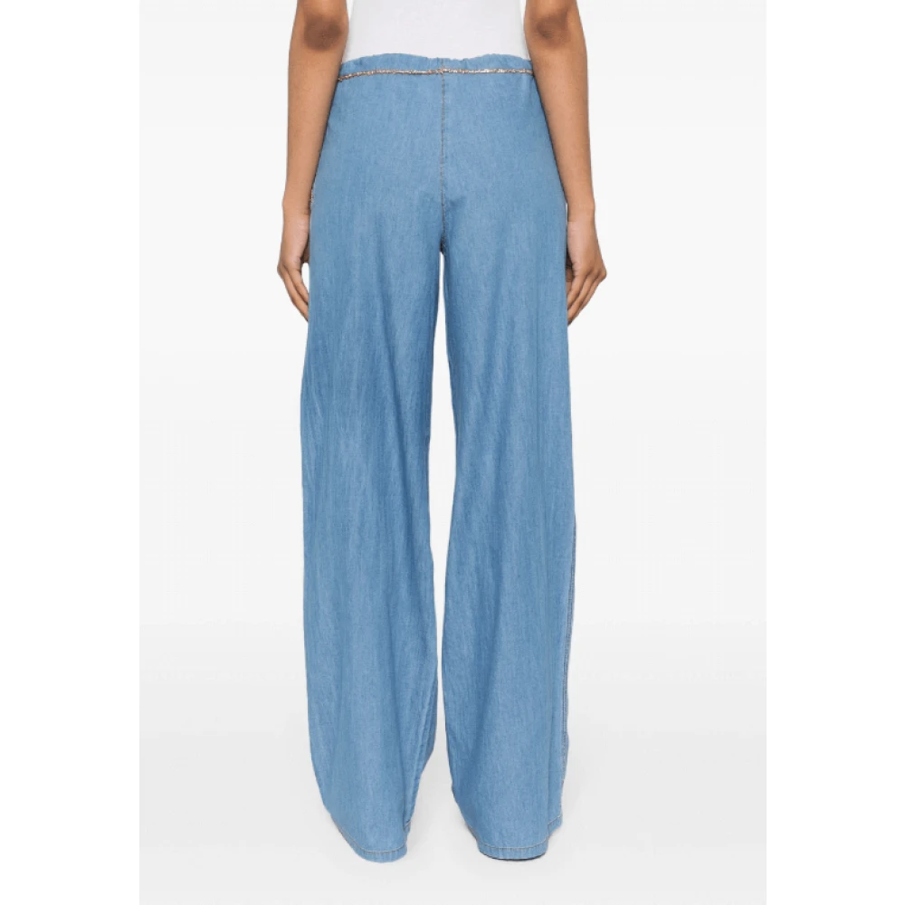 Ermanno Scervino Blauwe Chain-Link Katoenen Broek Blue Dames