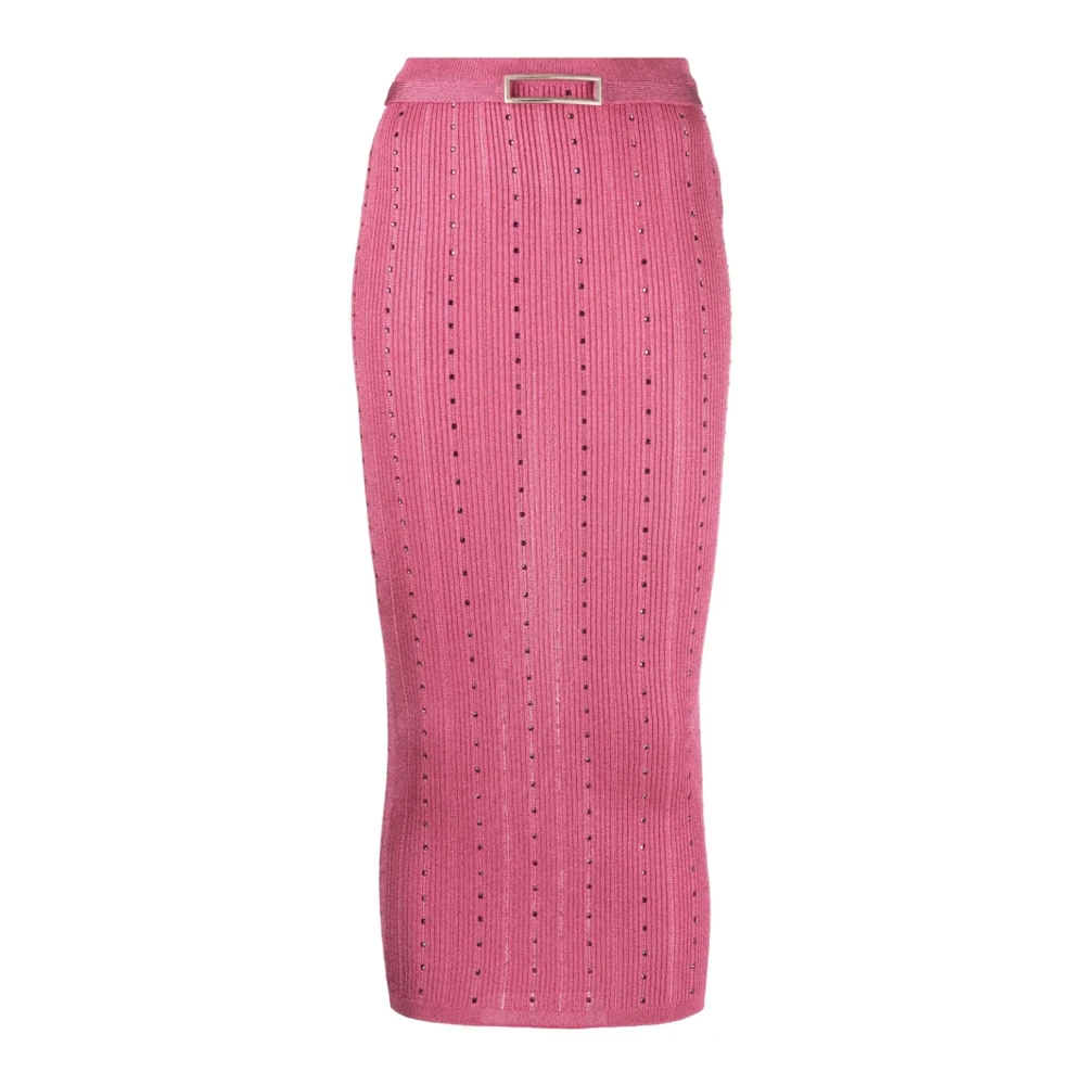 Alessandra Rich Fuchsia Rosa Stickad Midi Kjol Pink, Dam