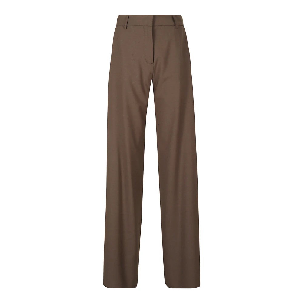 Malo Ebony Wollen Blend Broek Brown Dames