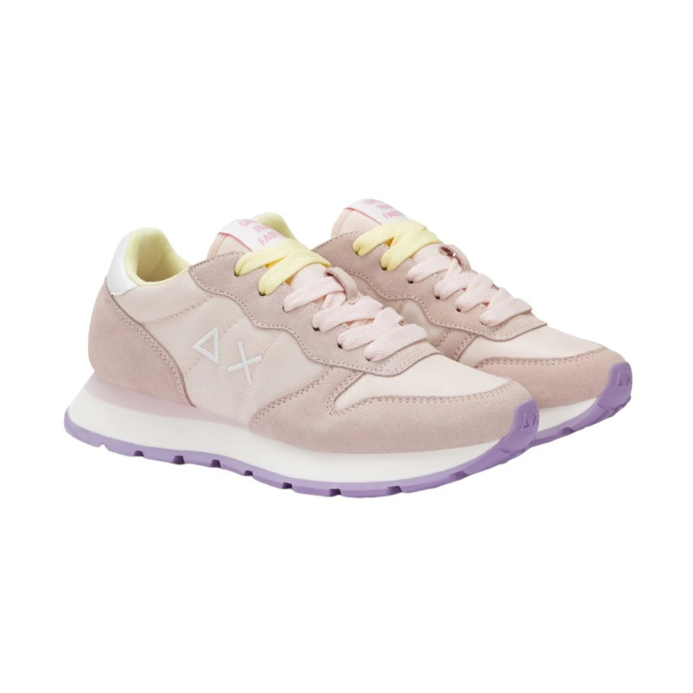Sun68 Suède Sneakers met Gele Veters Dames Schoenen Roze