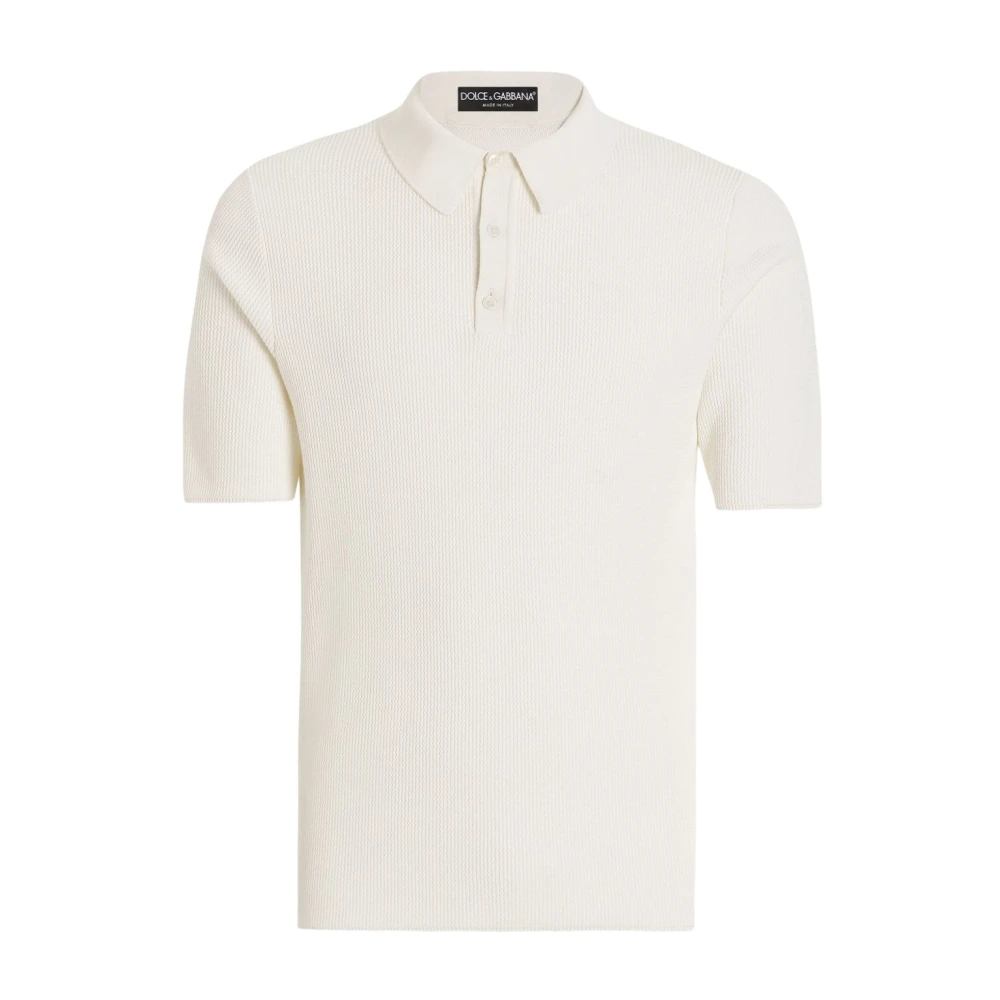 Dolce & Gabbana Vit Pikétröja Kort Ärm