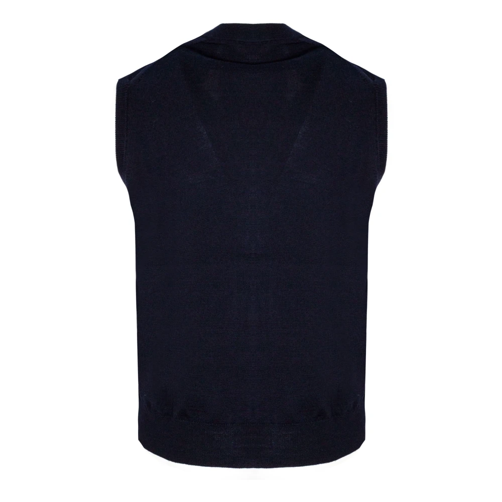 Kangra Blauw Wol V-Hals Mouwloos Vest Blue Heren