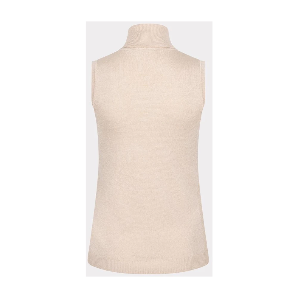 Esqualo Lurex Mouwloze Top Licht Zand Beige Dames
