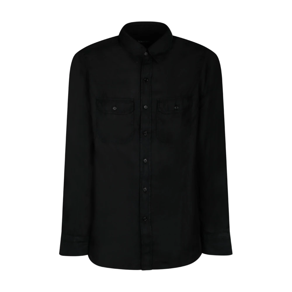 Tom Ford Zwarte Militaire Fit Shirt met Zakken Black Heren