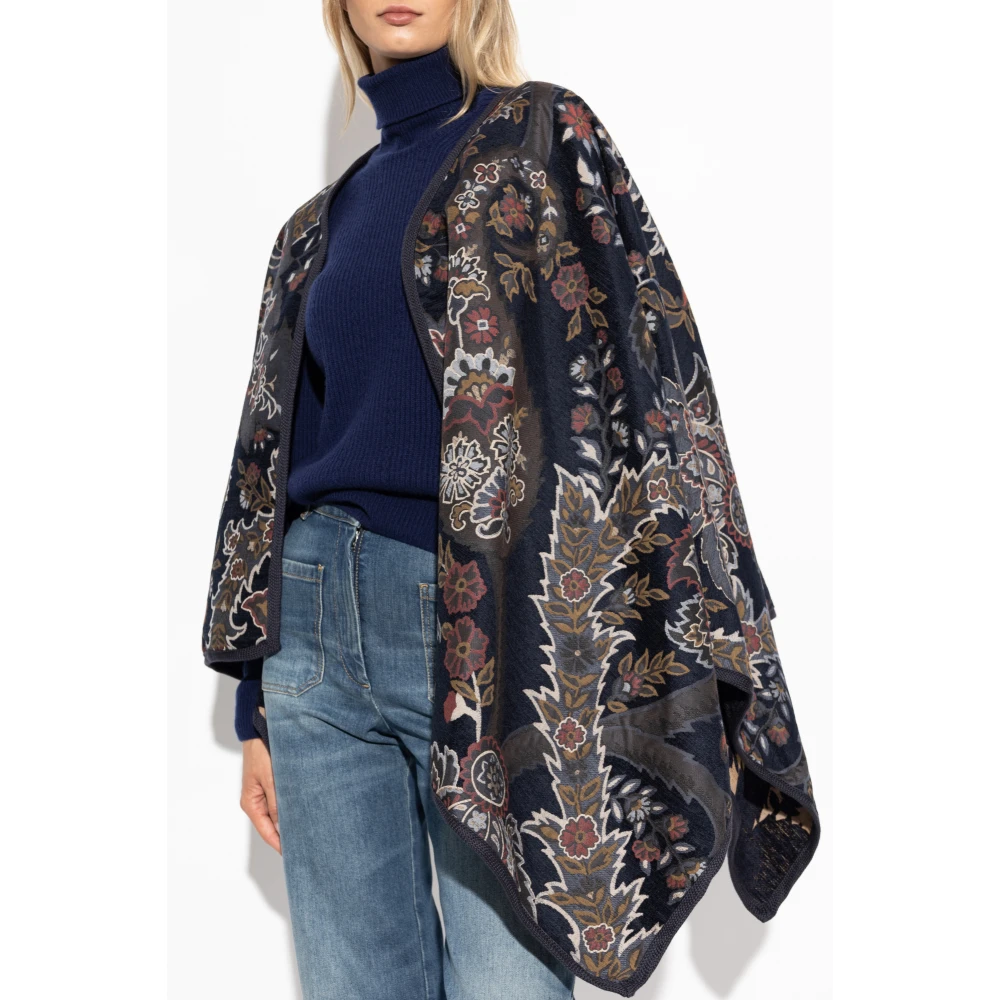 ETRO Omkeerbare poncho met bloemenpatroon Black Dames
