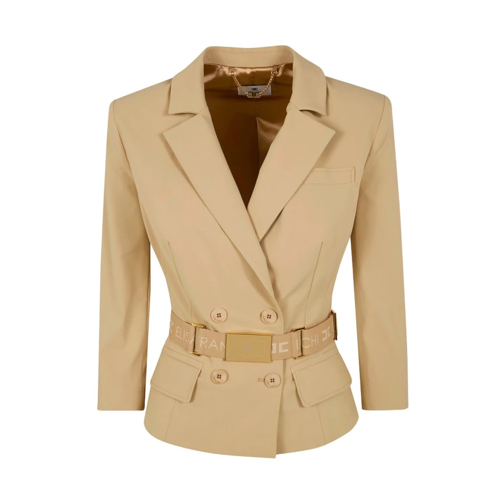 Elisabetta Franchi Brown Blazers, Female, S, Technical Bi-Elastic Fabric Jacket