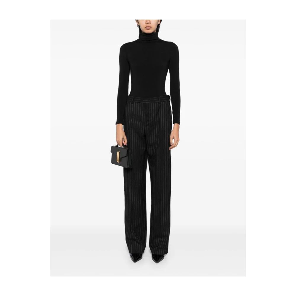 Wardrobe.nyc Zwart Pinstripe Straight Leg Broek Black Dames
