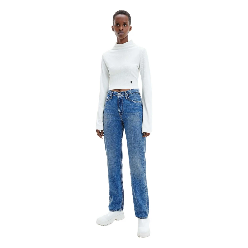 Calvin Klein High Rise Straight Jeans Blue Dames