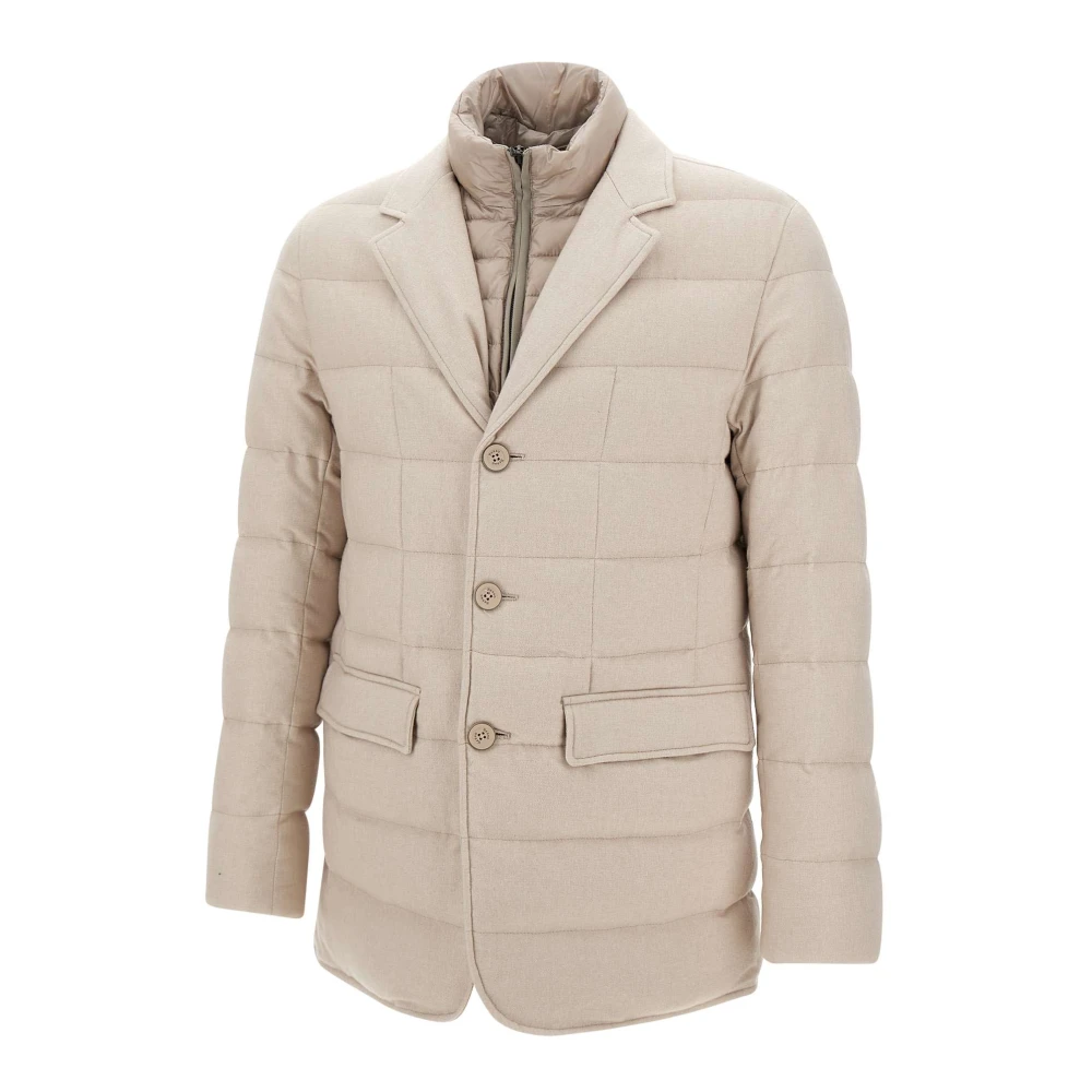 Herno Ecru Zijde Kasjmier Jas White Heren