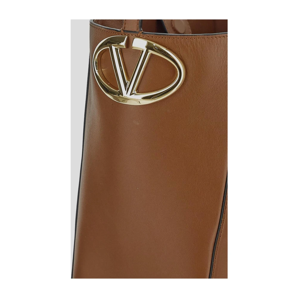 Valentino Garavani Leren Zij-Emmer Tas Brown Dames