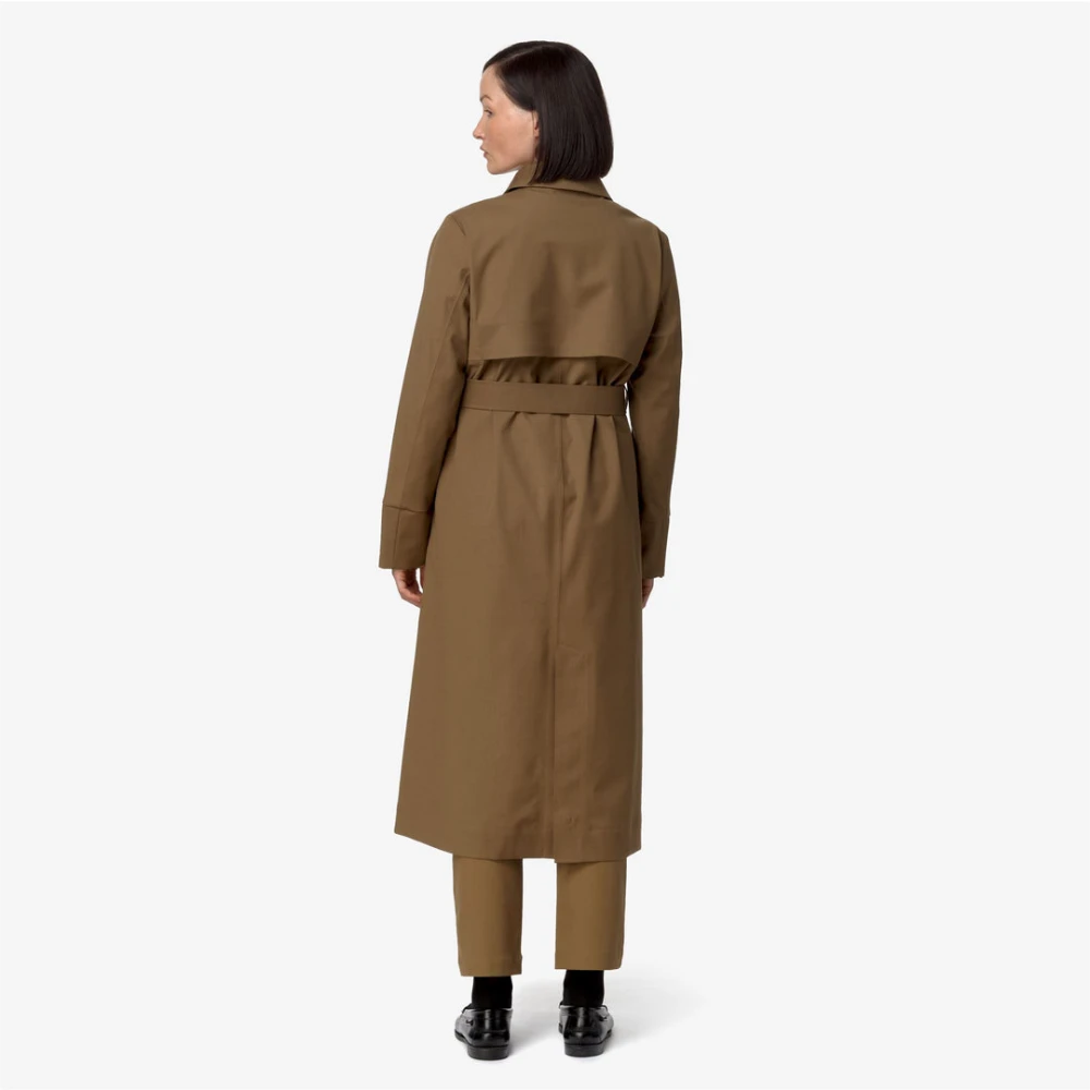 K-way Tech Wool Blend Trench Coat Brown Dames