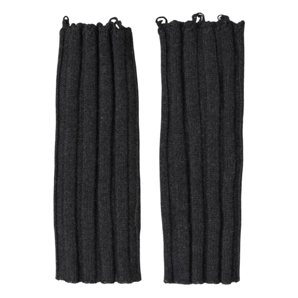 Dolce & Gabbana Men's Black Gloves, One Size, Virgin Wool Knitted Fingerless Gloves