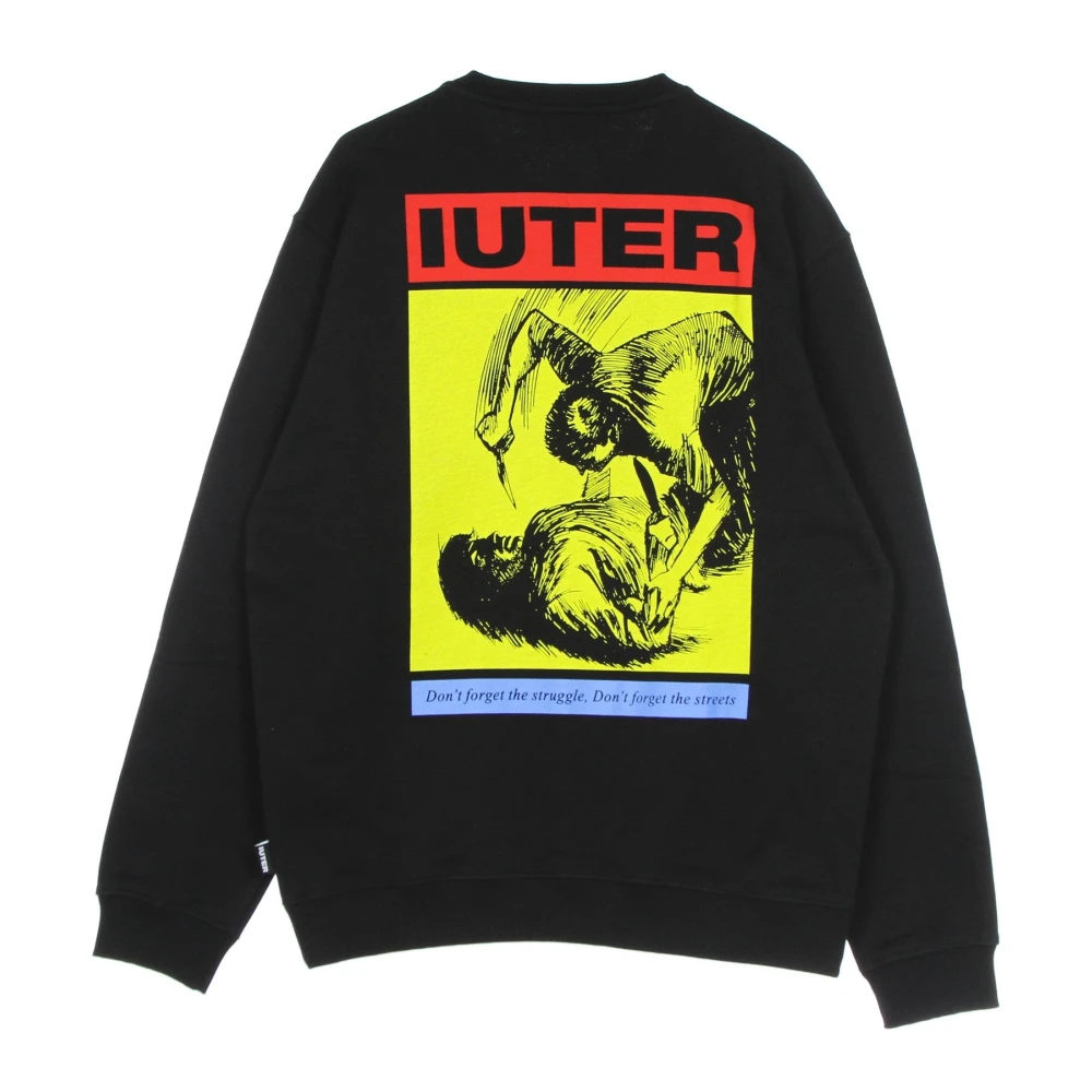 Iuter Zwarte Lichtgewicht Crewneck Sweatshirt Lange Mouw Black Heren