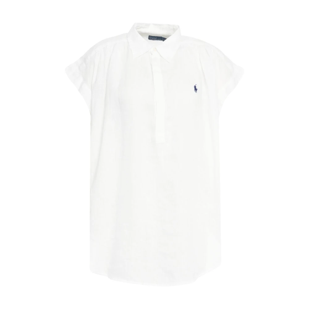 Polo Ralph Lauren Vit Linne Popover Skjorta White, Dam