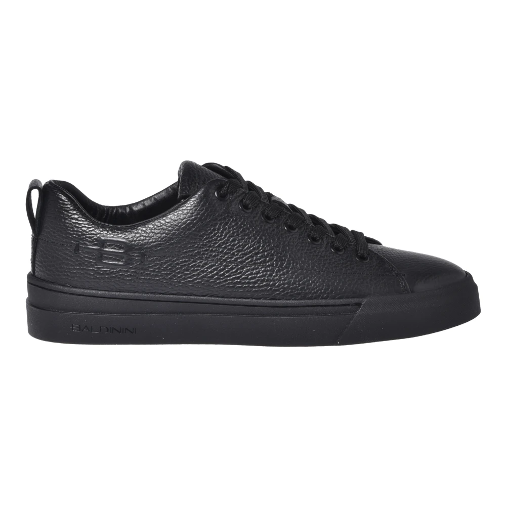 Baldinini Men's Black Tumbled Leather Trainers
