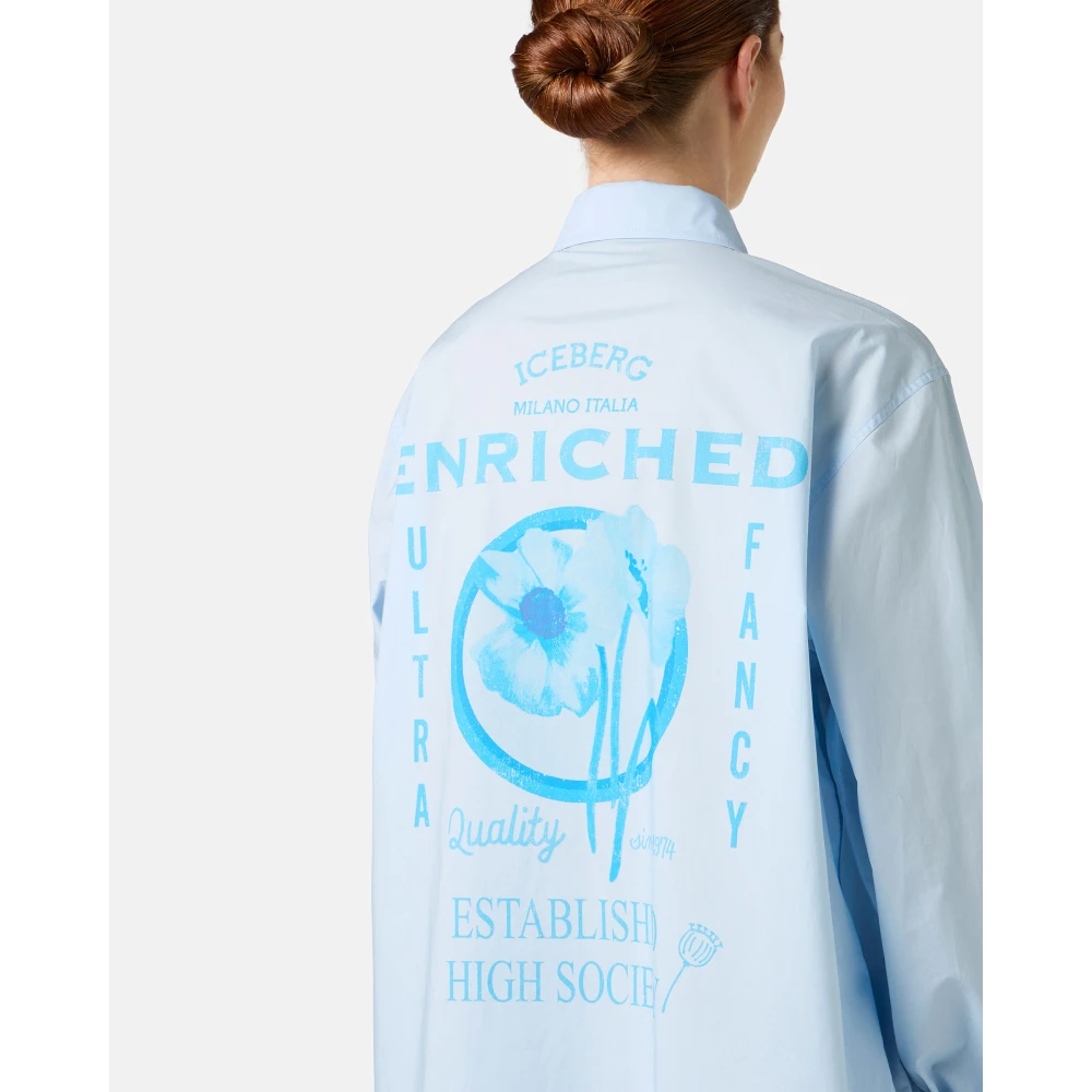 Iceberg Lichtblauwe over-fit katoenen popeline overhemd Blue Dames