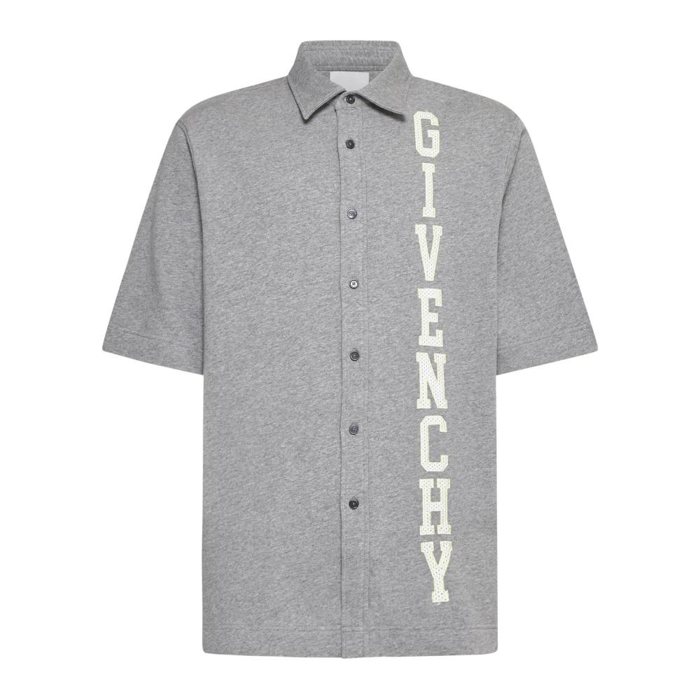 Givenchy Men's Gray Short Sleeve Shirts, Xl, Light Melange Cotton Jersey Half-Sleeved Shirt