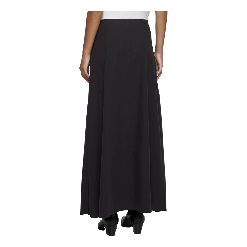 Studio Nicholson Geplooide Maxi Rok van Katoen Black Dames