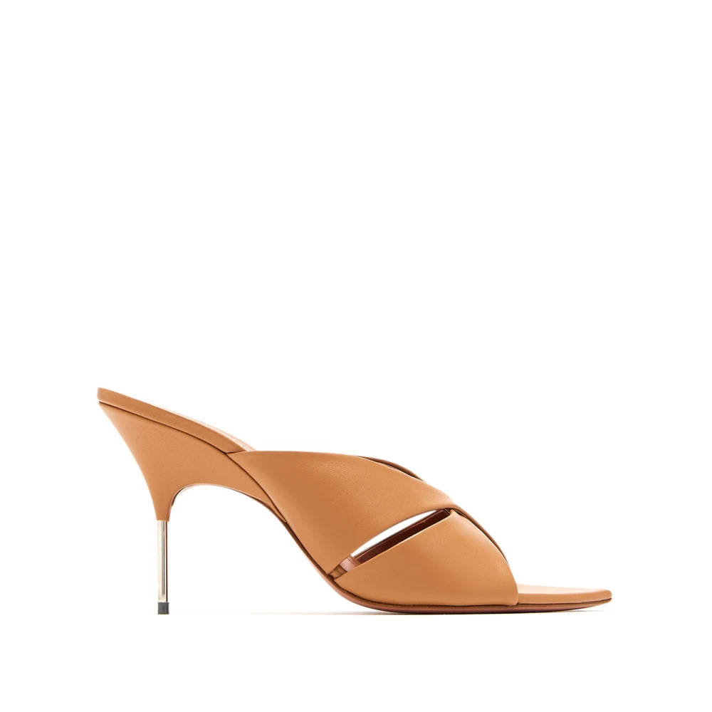 Amina Muaddi Mujer Beige Mules De Gamuza En Color Latte