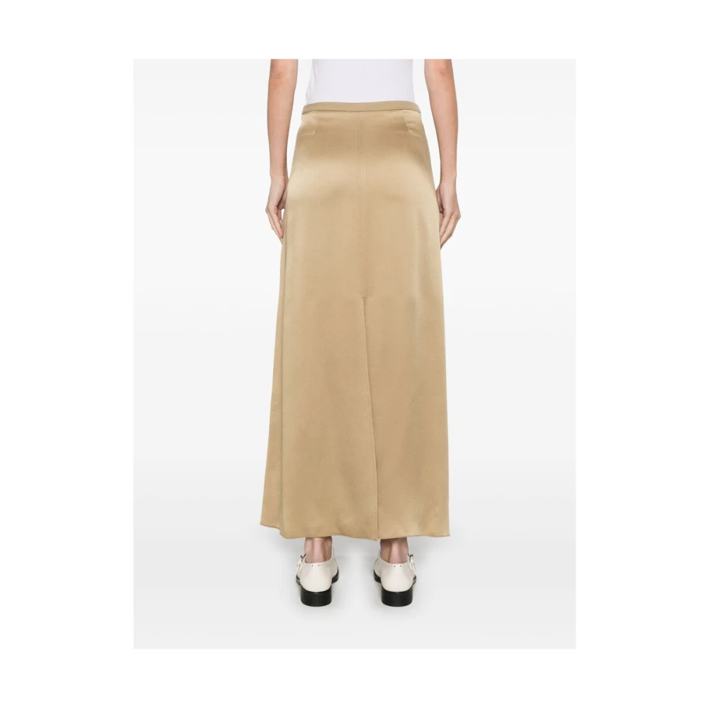 Forte Beige Rok met Zijrits en Achtersplit Beige Dames