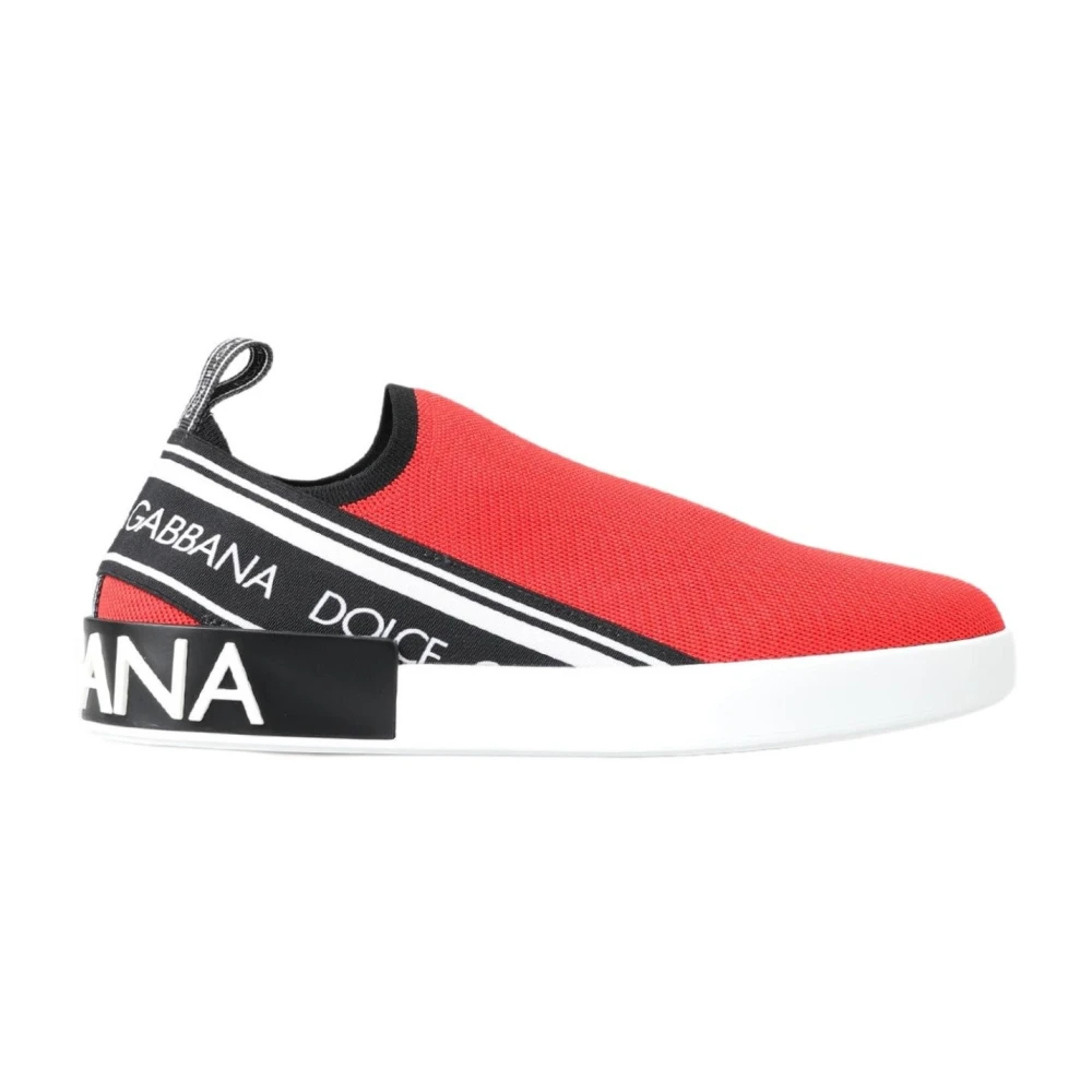 Dolce & Gabbana Men's Red/White Flat Sneakers Loafers Shoes - Flat Sneakers Loafers
