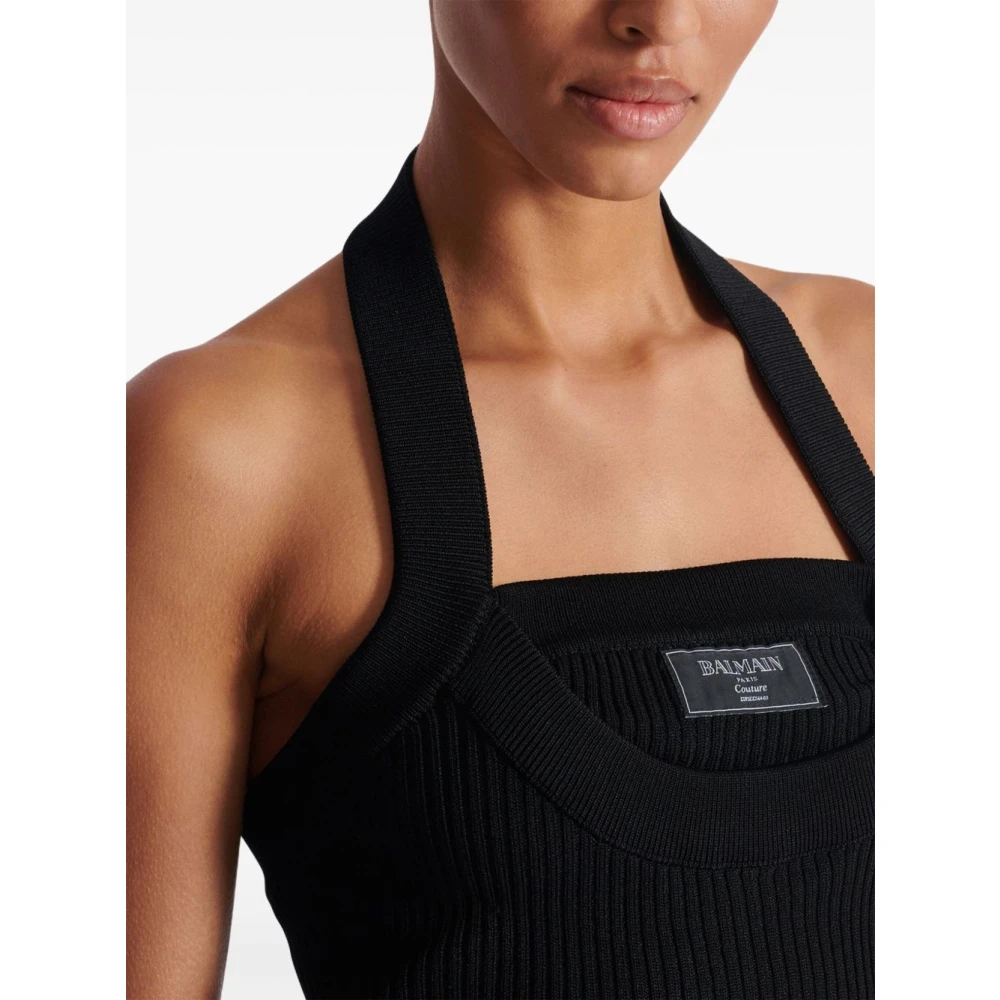 Balmain Zwarte Topwear voor Vrouwen Ss25 Black Dames