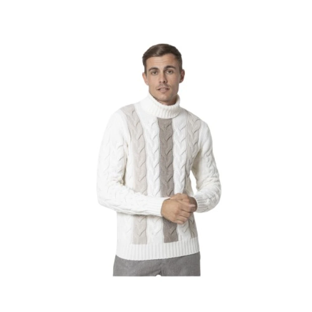 Gran Sasso Twisted Roll Neck Turtleneck White Heren