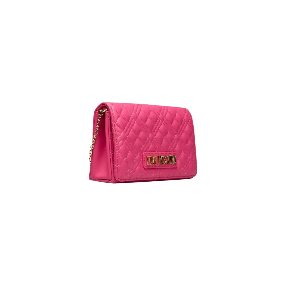 Love Moschino Schoudertas met Ketting en Logo Pink Dames
