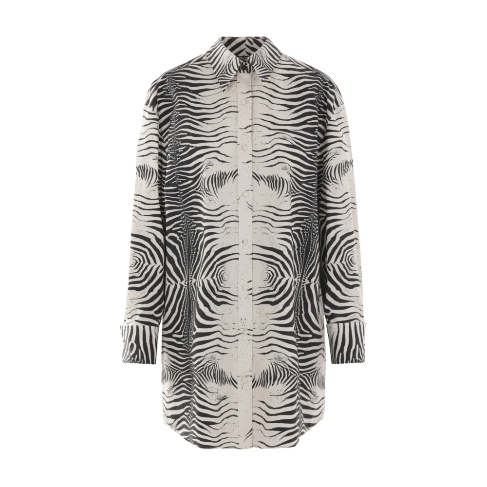 Roberto Cavalli Zebra Print Overhemdjurk White Dames