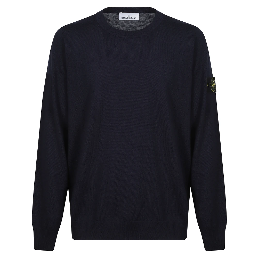 Stone Island Wool Jumper - Male - Round-Neck Knitwear - Blue - L - Knitwear - Image 3