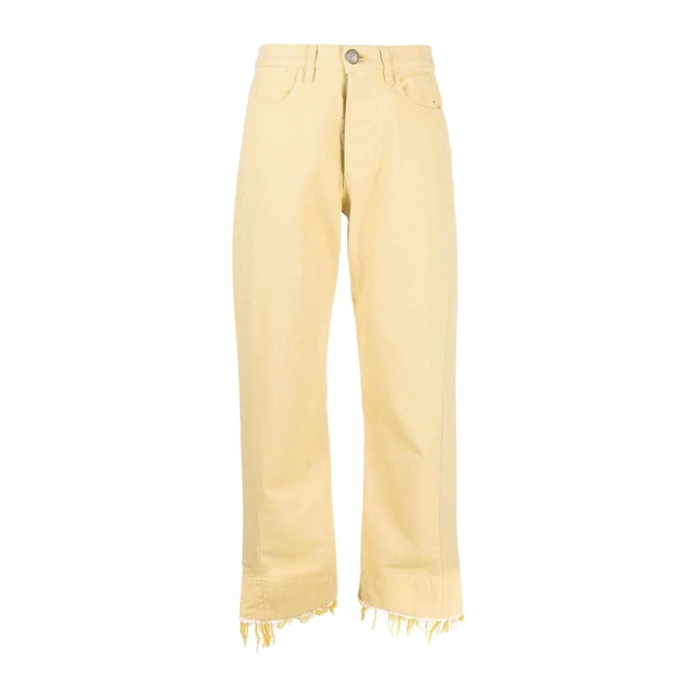 Jil Sander Elegante Gouden Katoenen Broek Yellow Dames