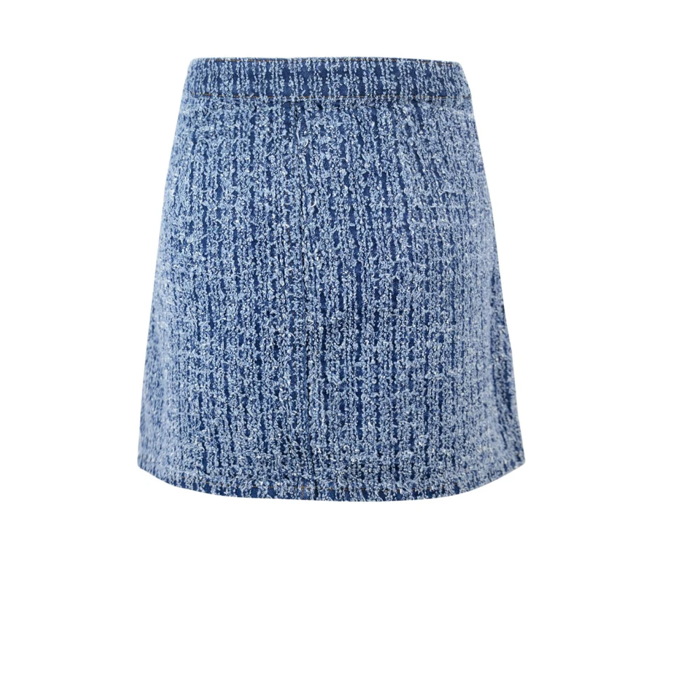 Self Portrait Denim Mini Rok met Geweven Details Blue Dames