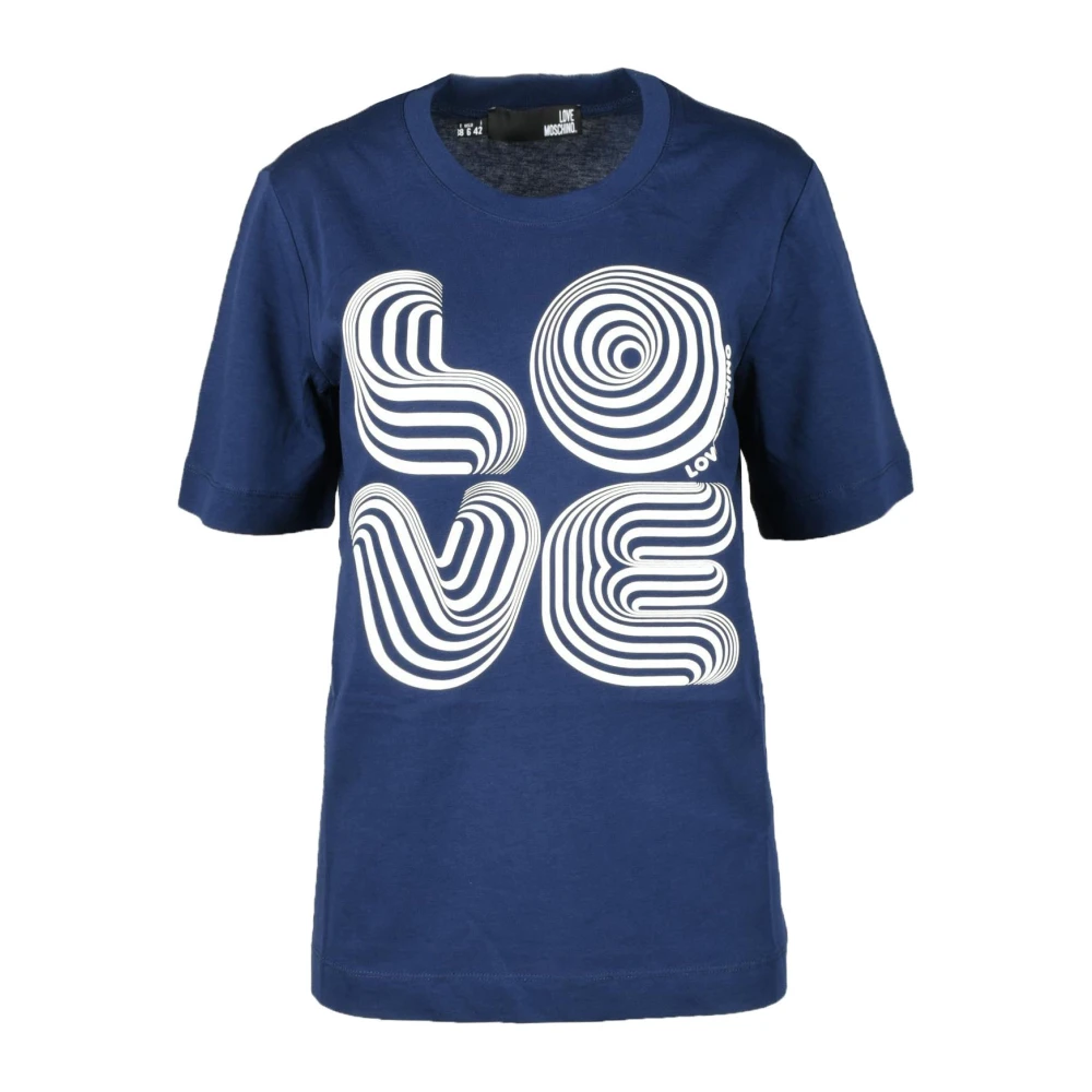 Love Moschino Katoenen T-shirt met Stijlvol Ontwerp Blue Dames